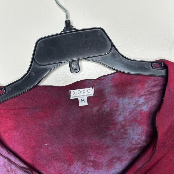 vintage Y2K 2000s retro purple and red tie dye long sleeve lettuce hem top Shirt - Picture 4 of 6